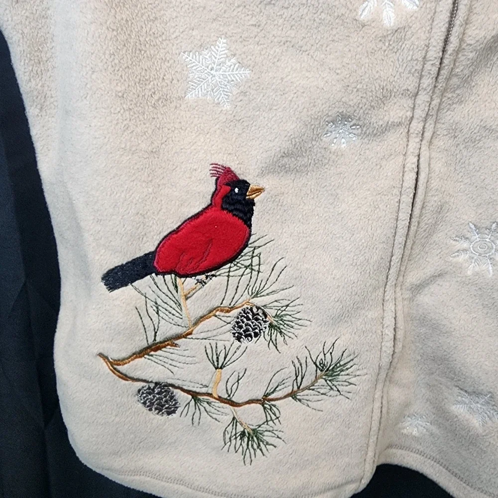 Baxter‎ and Wells fleece winter theme vest Womens Medium Full Zip Tan
